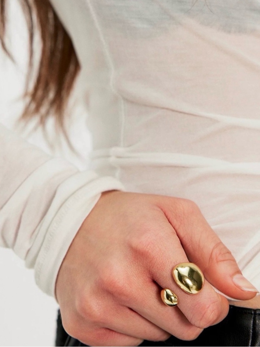 New Anthropologie Golden Molten Metal Statement Ring ~ 18KGP Open Ring - Picture 12 of 15